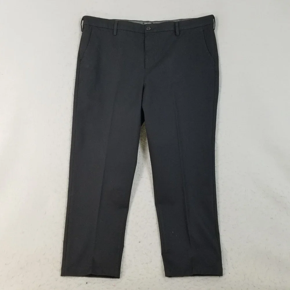 Dockers Pants Mens 44 Black Smart 360 Flex Straight Fit Chino Trousers